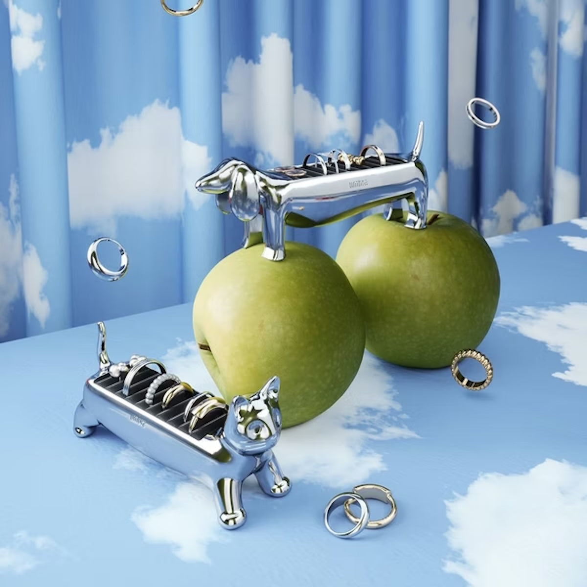 umbra|短腿貓金屬戒指收納座 鏡銀