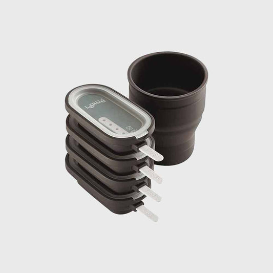 LEKUE | 摺疊矽膠杯+好堆疊矽膠冰棒模4入(棕)