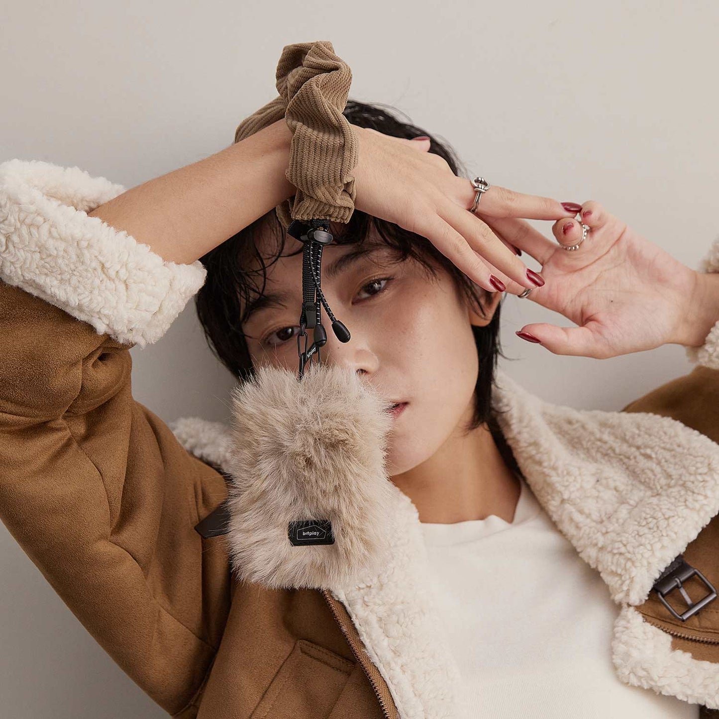 bitplay |  燈芯絨圈圈手腕掛繩 森林綠