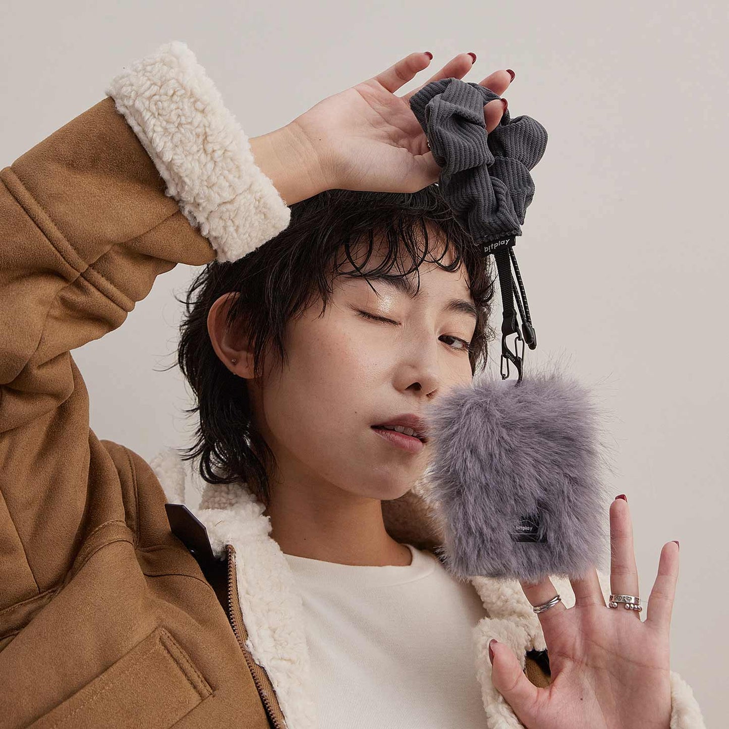 bitplay |  燈芯絨圈圈手腕掛繩 森林綠