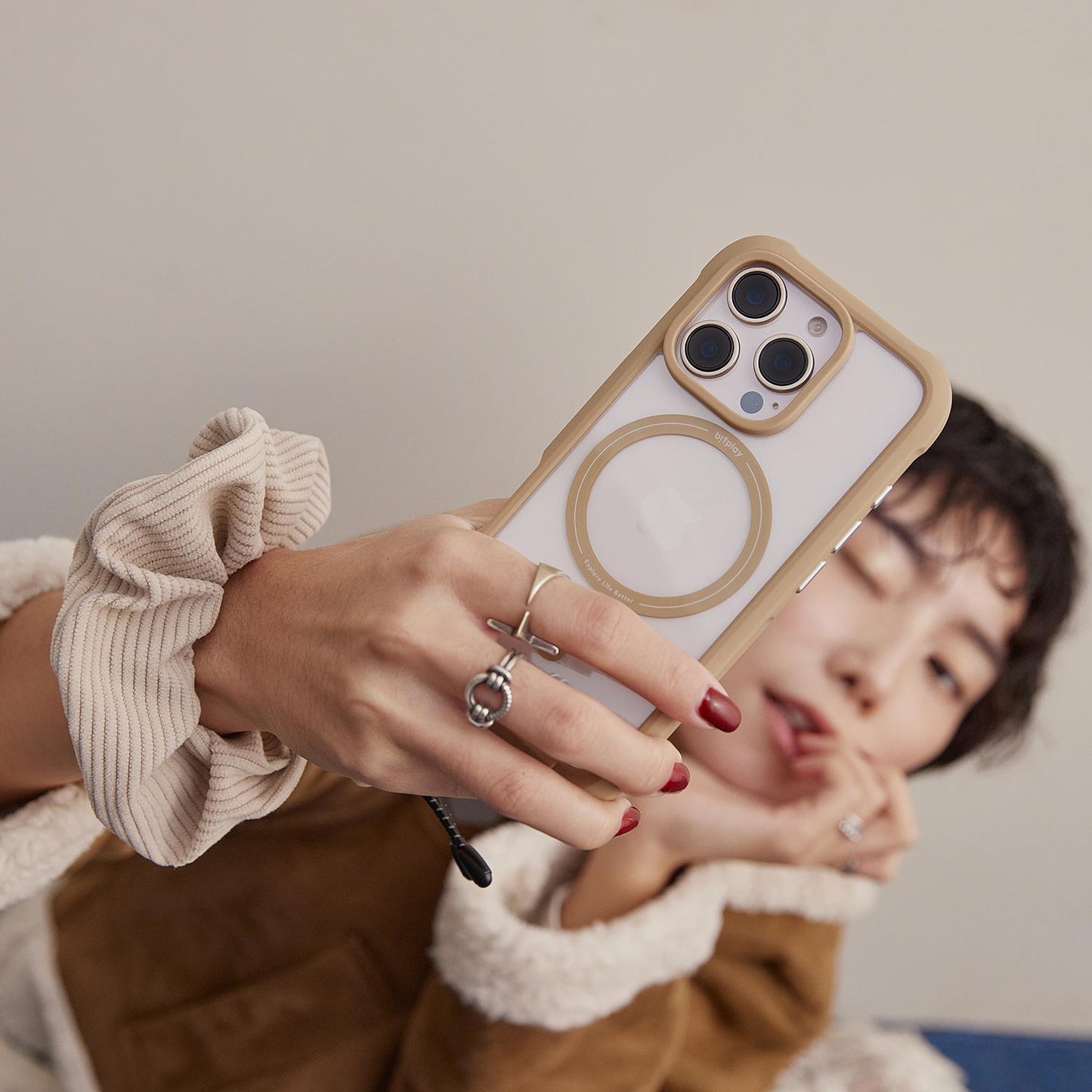 bitplay |  燈芯絨圈圈手腕掛繩 森林綠