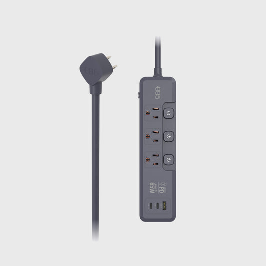 ＋886｜V2 HPS2336 3開3插PD 65W快充延長線 迷霧灰