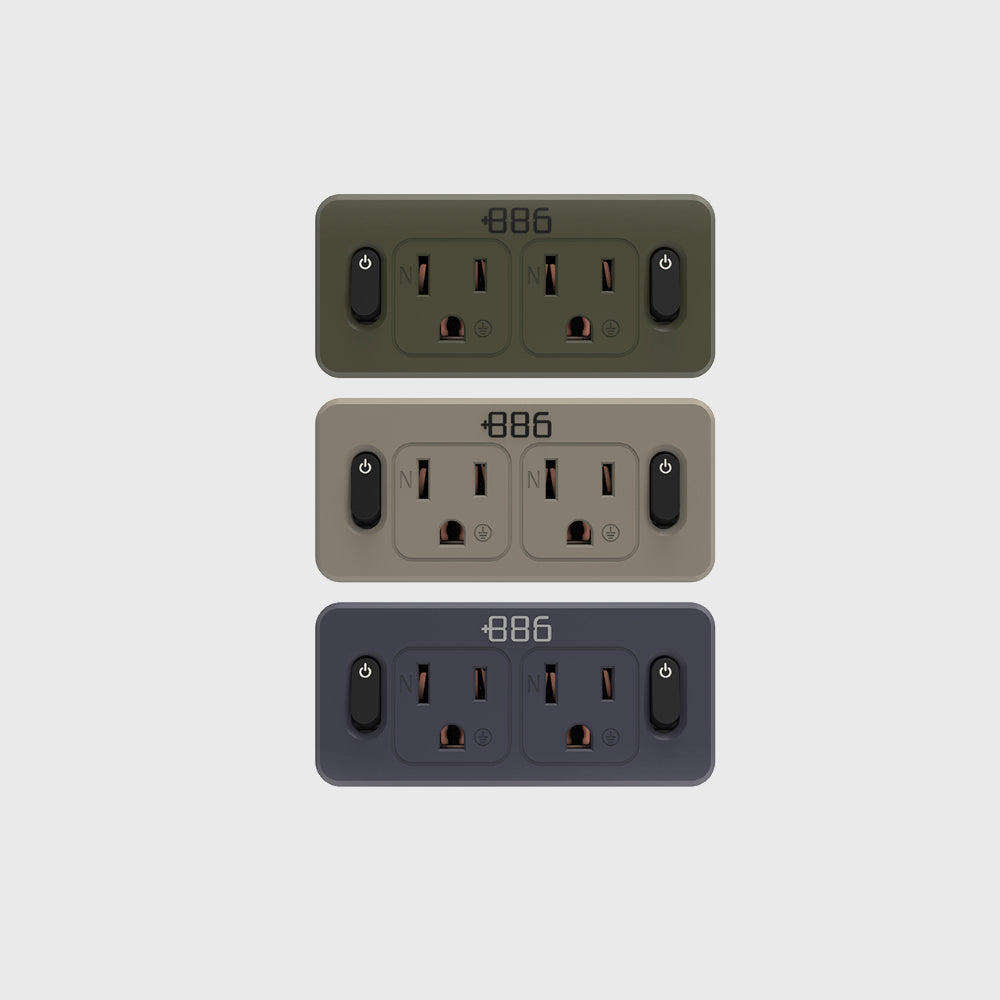 ＋886｜V2 HWS2220 2開2壁插轉接器 迷霧灰