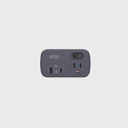 ＋886｜HWS2123 1開2壁插轉接器USB-C+A PD 65W 迷霧灰