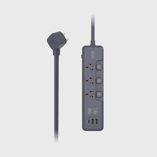 ＋886｜V2 HPS2332 3開3插PD 20W快充延長線 迷霧灰